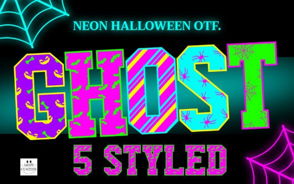 Halloweenneon Spider: Bold Neon Typography